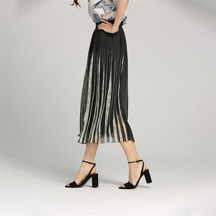 Women's Printed Long Pleat Skirt